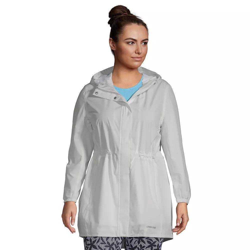 Plus Size Lands' End Hooded Packable Raincoat, Women's, Size: 1XL, White Product Image