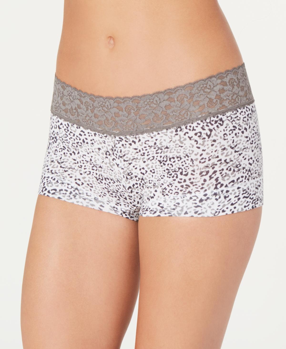 Maidenform Dream Cotton Lace-Trim Boyshort Underwear 40859, Womens, Gray Grey Floral Product Image