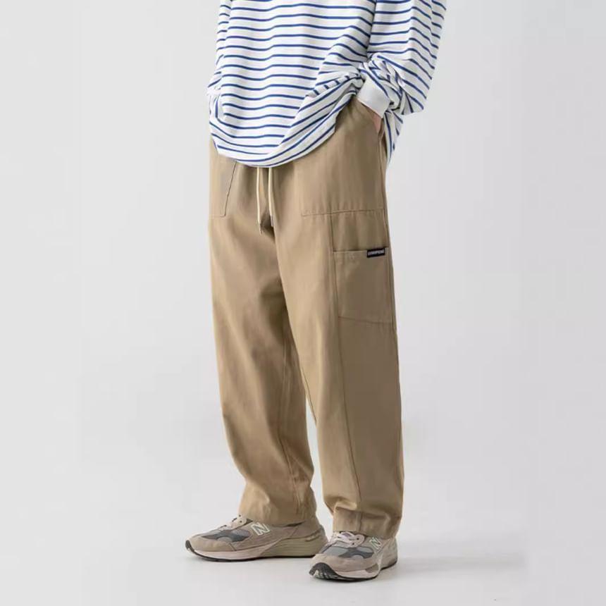 Mid Rise Plain Straight Leg Pants Product Image