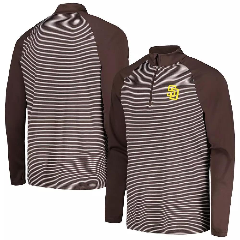 Men's Levelwear Brown San Diego Padres Charter Striped Raglan Quarter-Zip Top,  Product Image