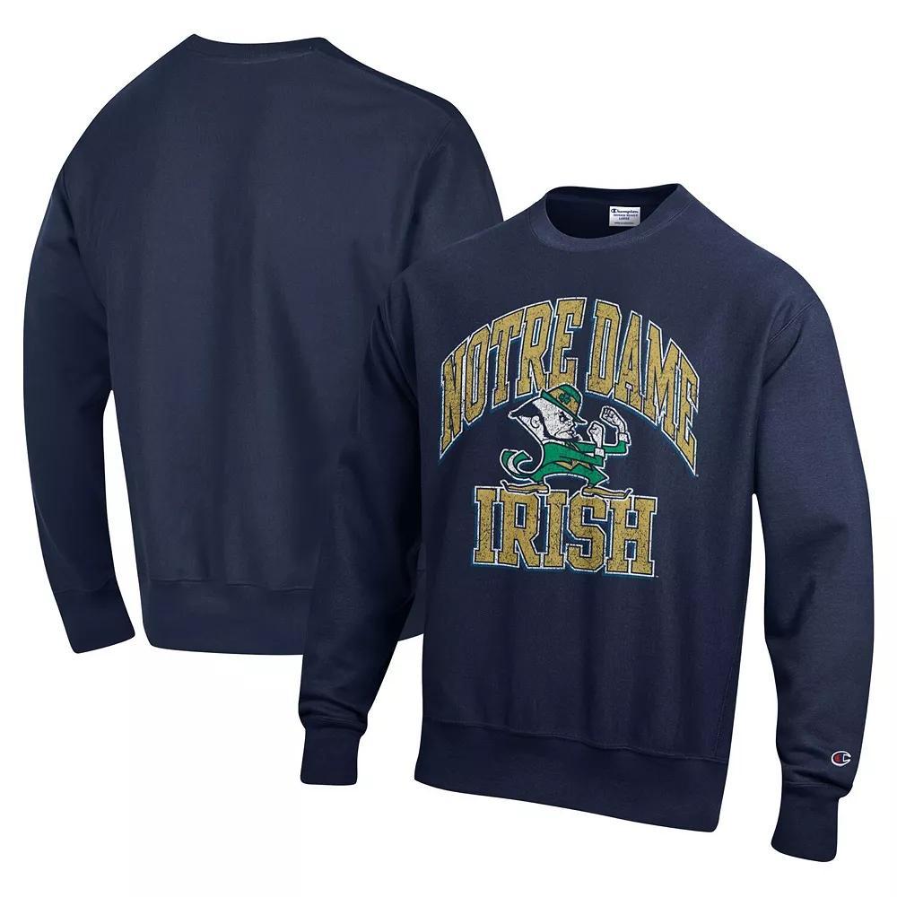 Men's Champion Navy Notre Dame Fighting Irish Vault Late Night Reverse Weave Pullover Sweatshirt, Size: Medium, Blue Product Image