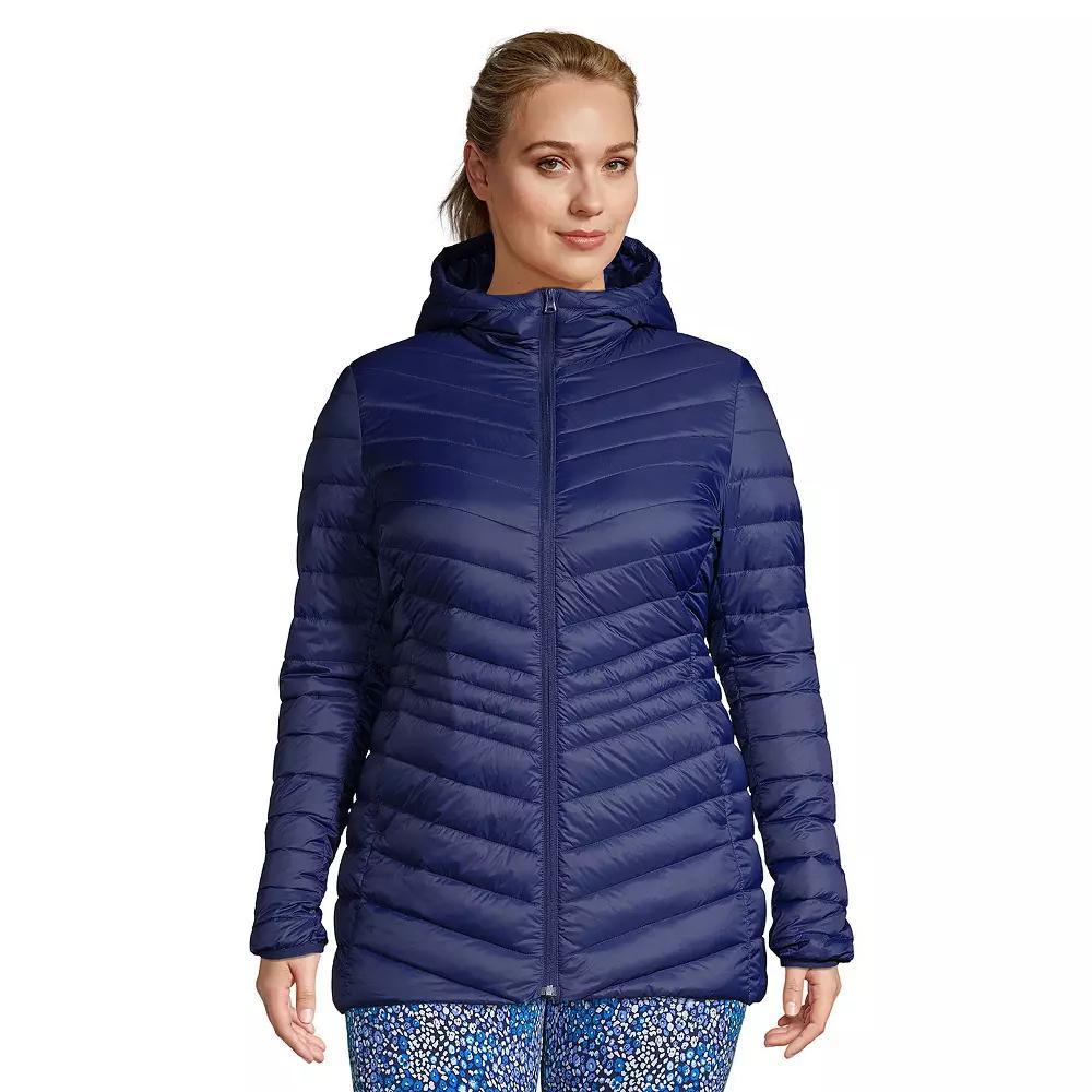 Plus Size Lands' End Hood Wanderweight Ultralight Down Packable Jacket, Women's, Size: 2XL, Deep  Blue Product Image