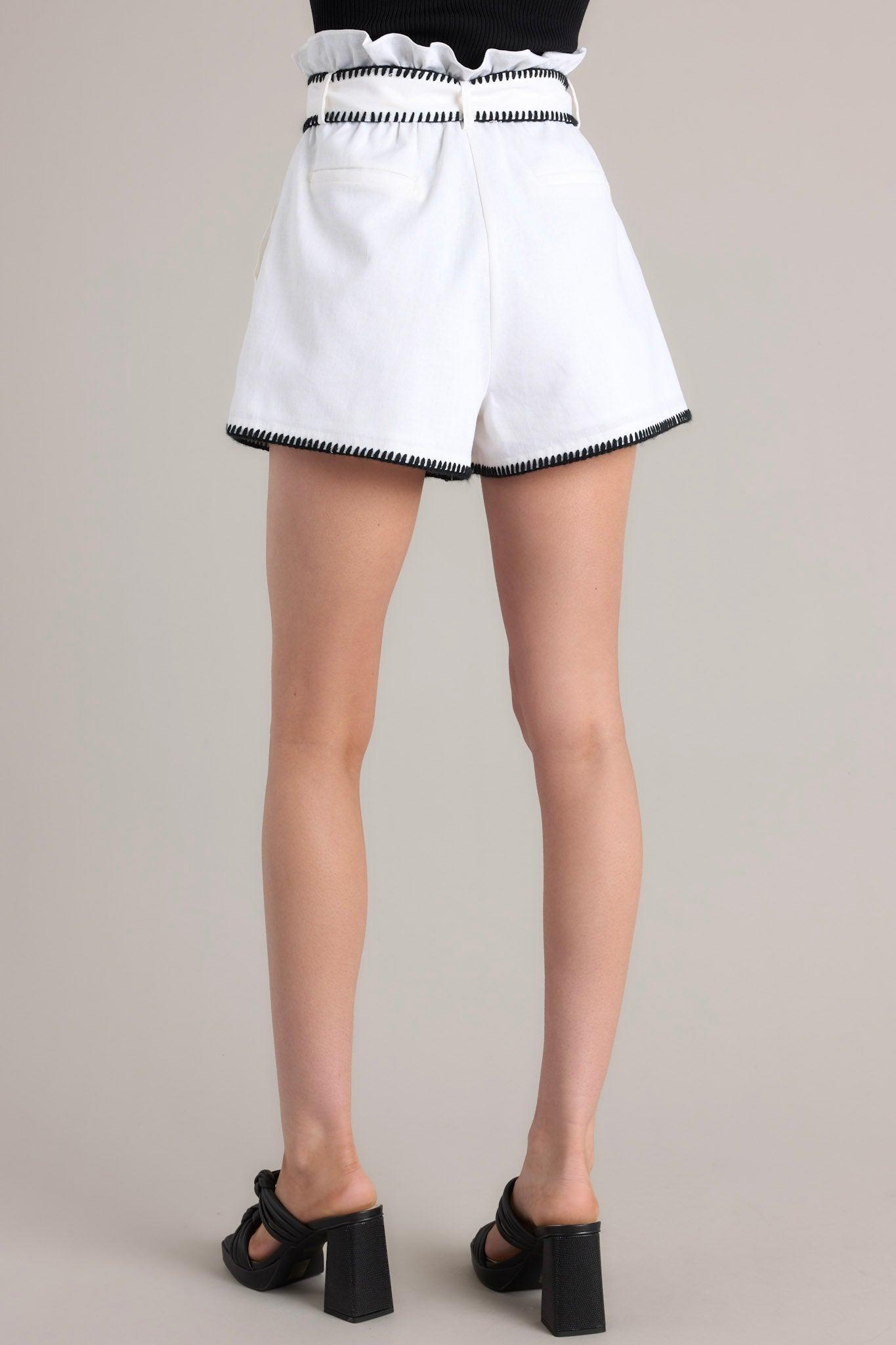 Everyday Memories White Linen Belted Shorts Product Image