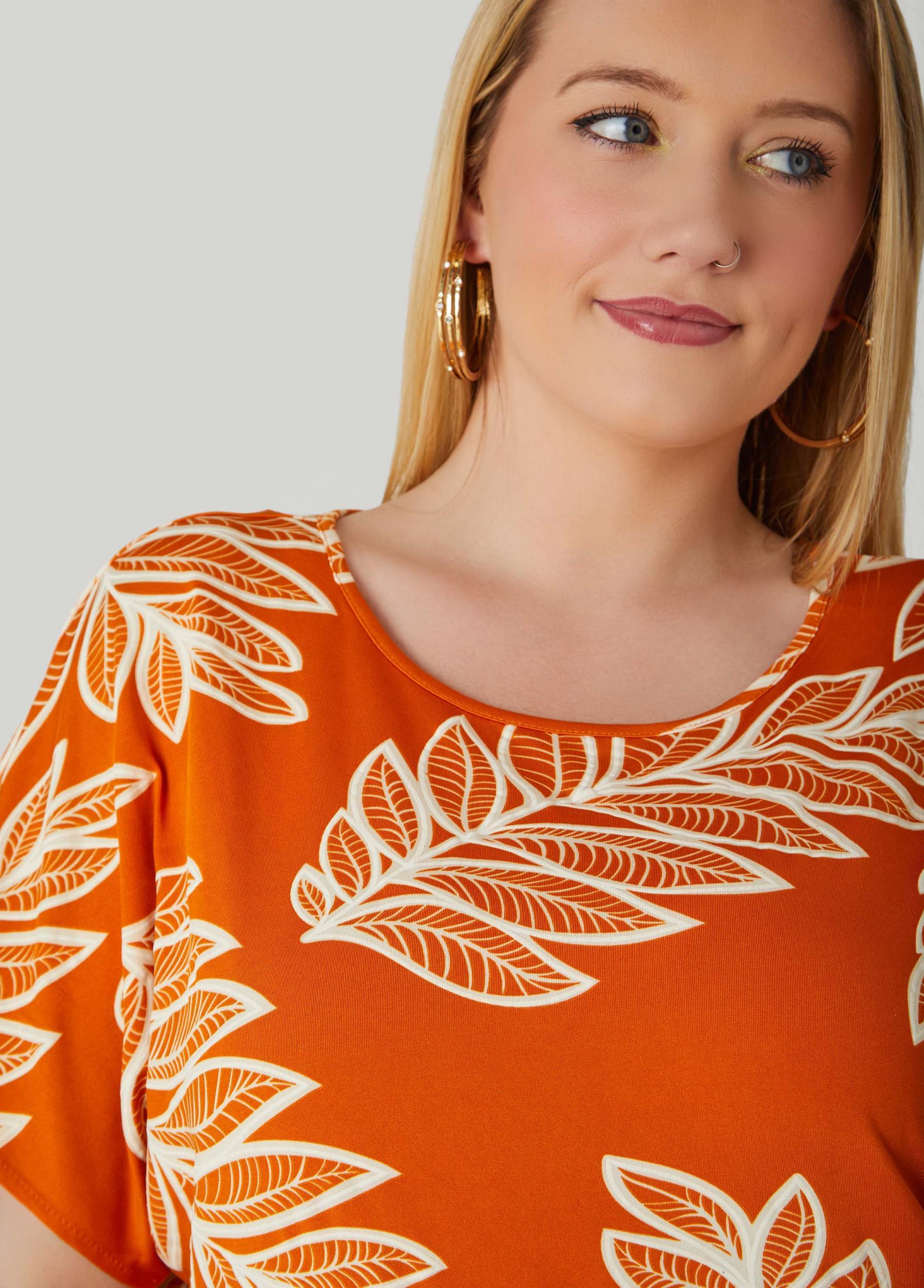 Plus Size Leaf Print Tee Ashley Stewart Product Image