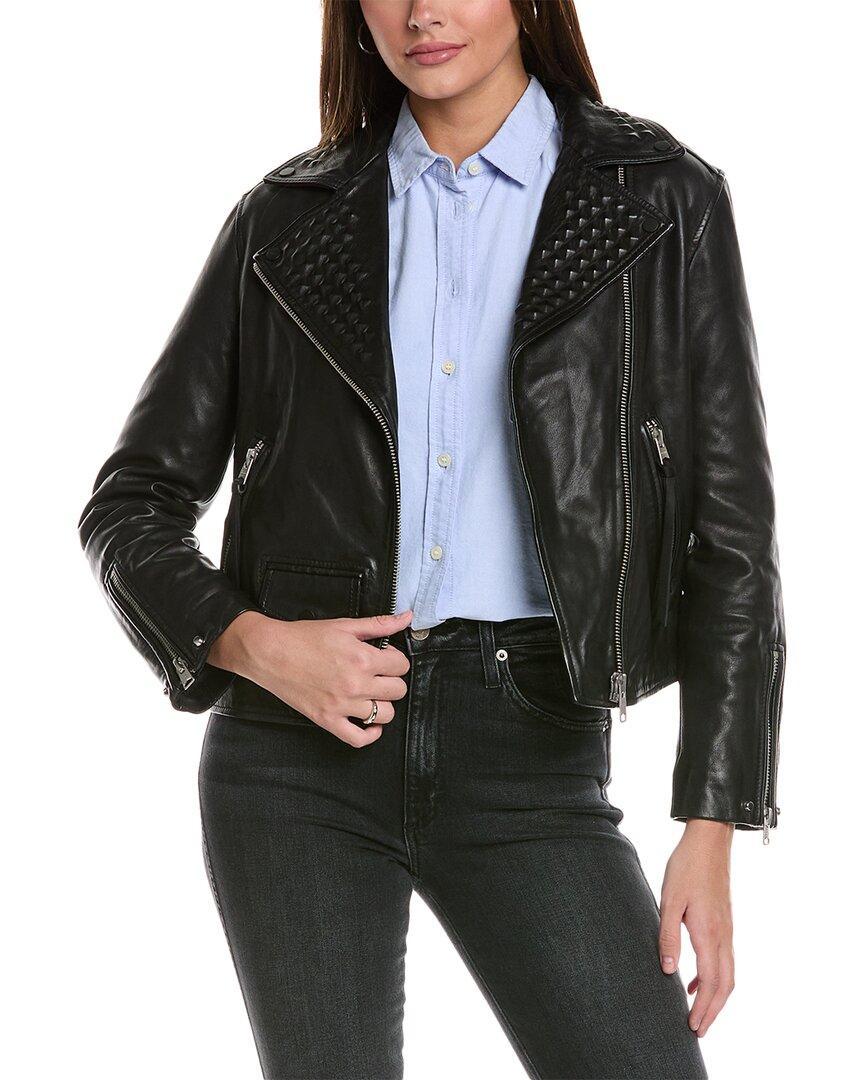 Lyra Pyramid Leather Biker Jacket In Black Product Image