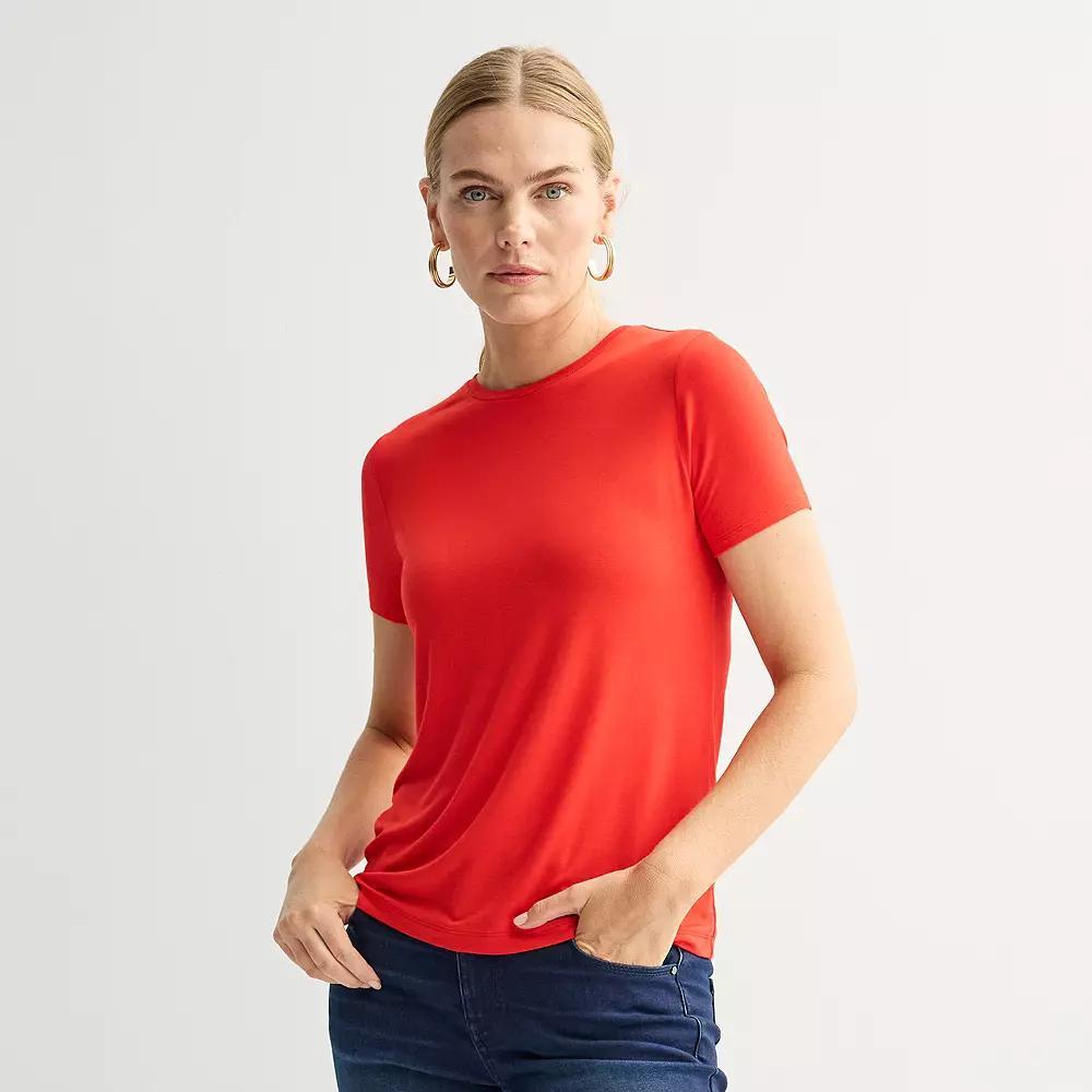 Women's Nine West Essential Crewneck Tee, Size: Large, Raleigh Red Product Image