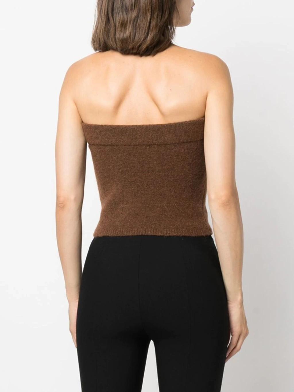 VINCE Strapless Wool & Alpaca-blend Top In Tobacco Product Image