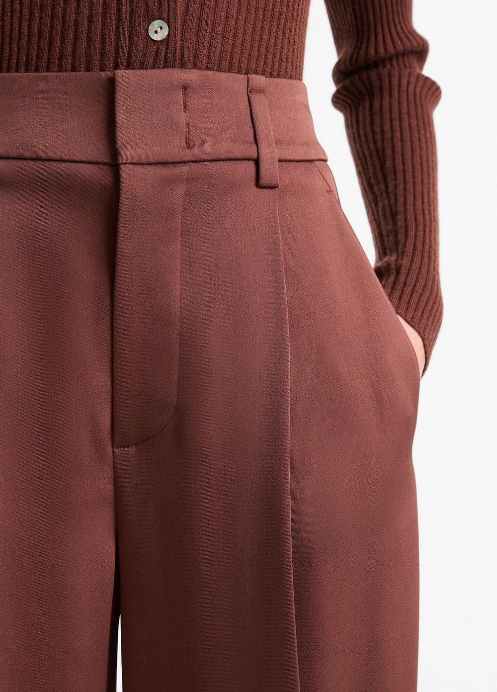 High-Waist Fluid Satin Wide-Leg Trouser Product Image