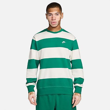 Nike Mens Nike Club Stripe Heavyweight French Terry Crew - Mens Malachite/White/Sail Product Image