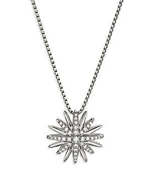 David Yurman Starburst Pendant Necklace in Sterling Silver with Pave Diamonds, 17-18 Product Image