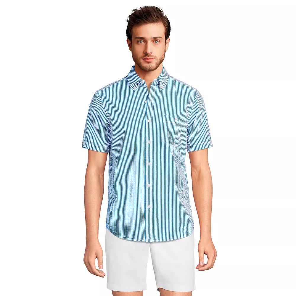 Men's Lands' End Button-Down Seersucker Shirt,  Product Image