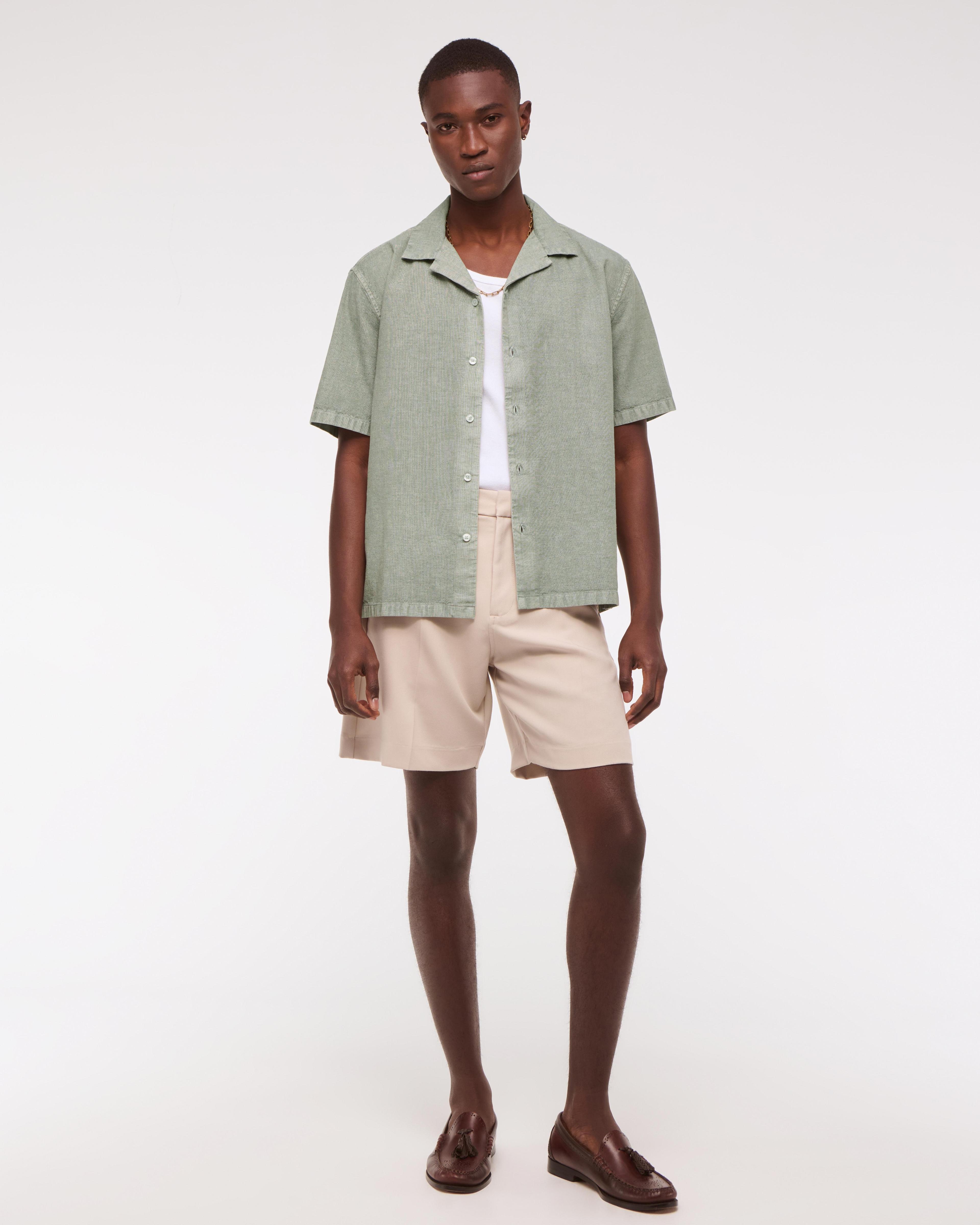 Camp Collar Summer Linen-Blend Shirt Product Image