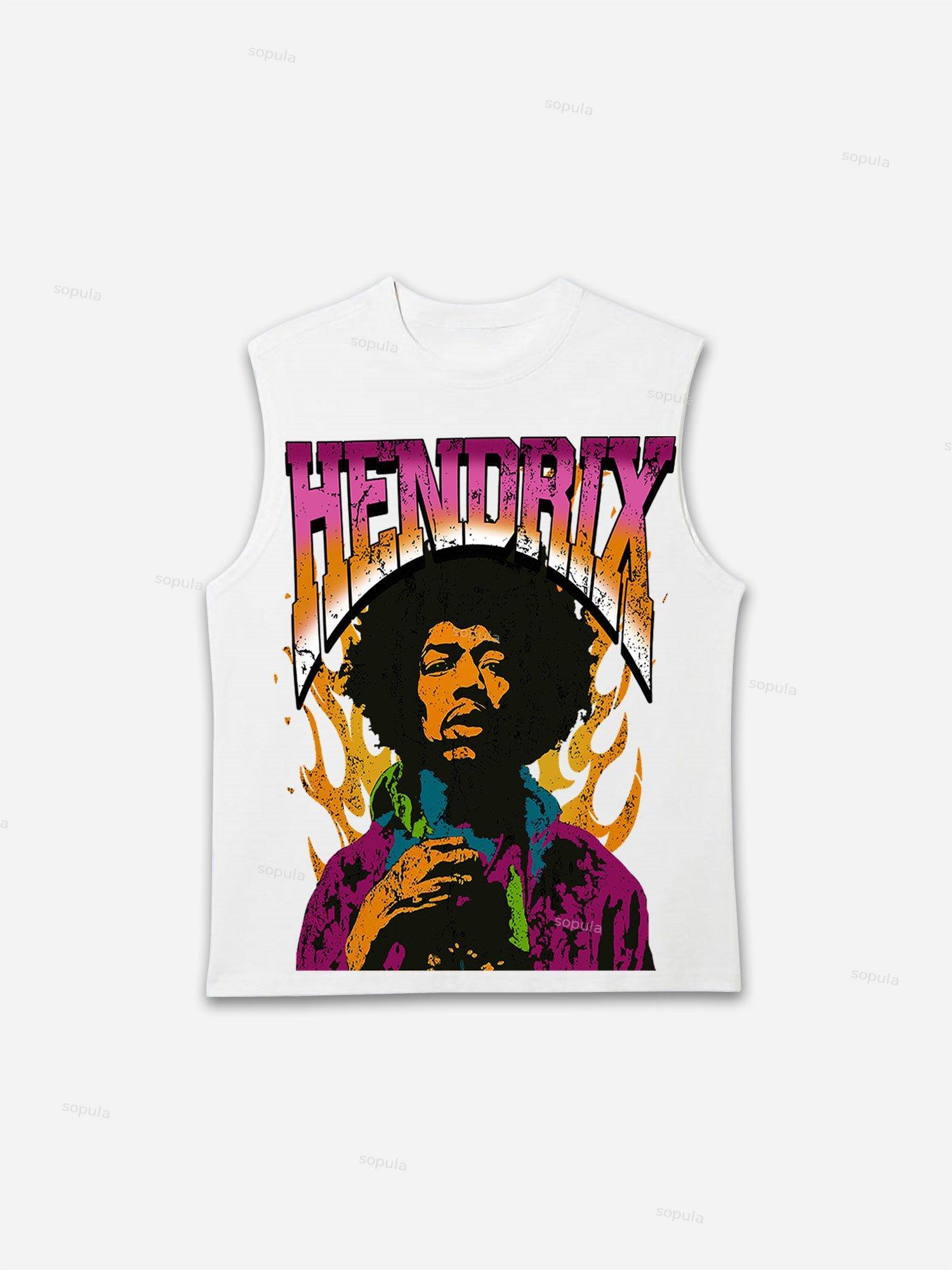 Sopula Jimi Hendrix Print Cotton Tank Top Product Image