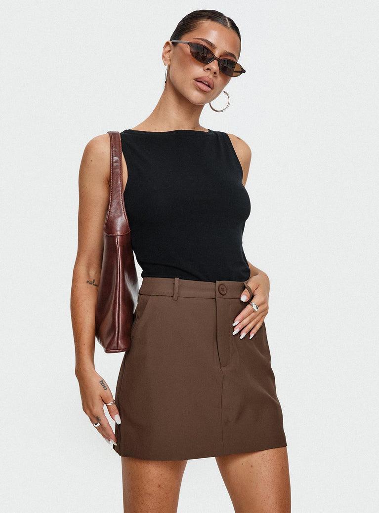 Sabyna Tailored Mini Skirt Brown Product Image