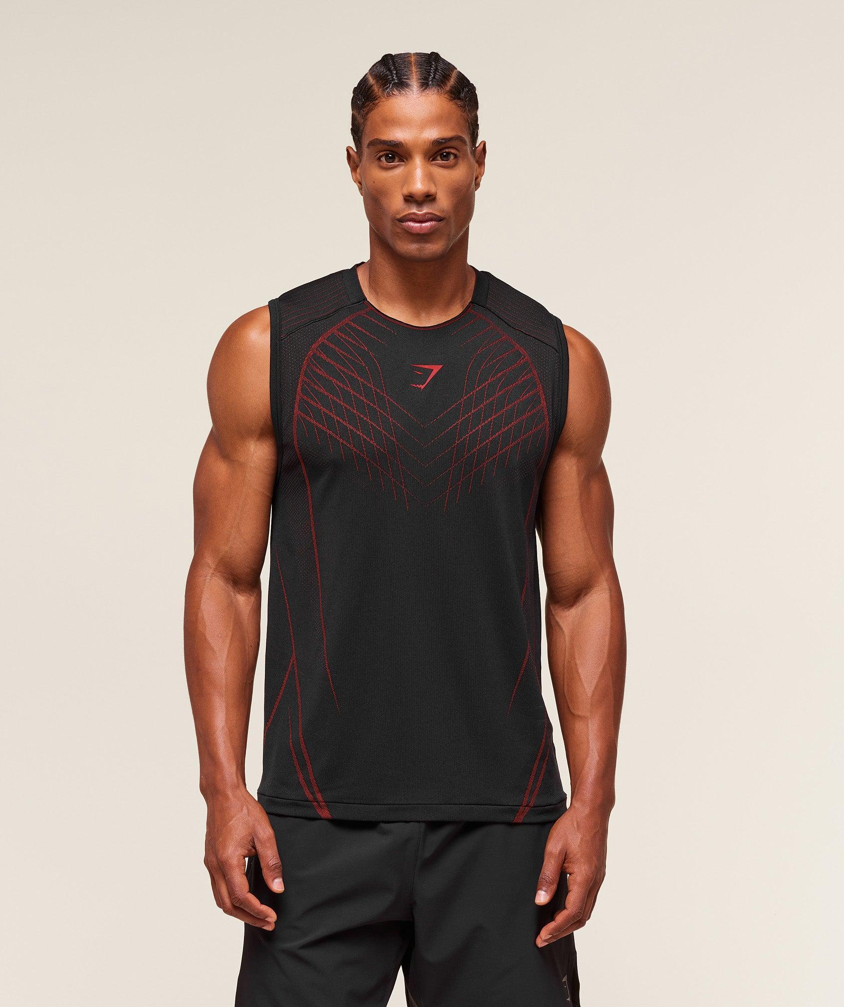 Gymshark Apex Seamless Tank - Black/Carmine Red Male Product Image