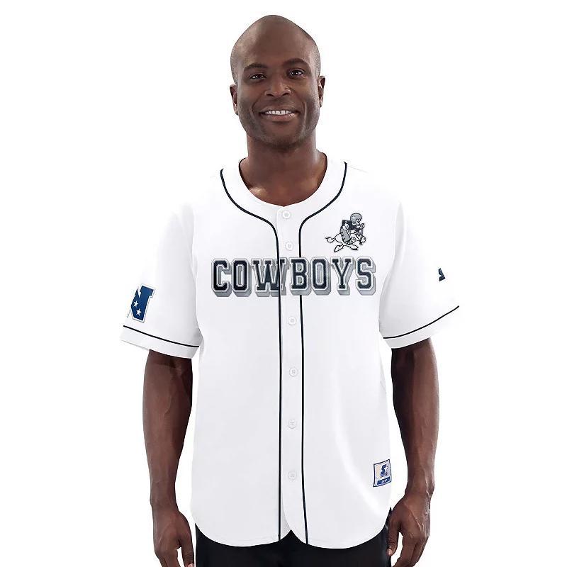Men's G-III Sports by Carl Banks White Dallas Cowboys Throwback Relay Baseball Jersey,  Product Image