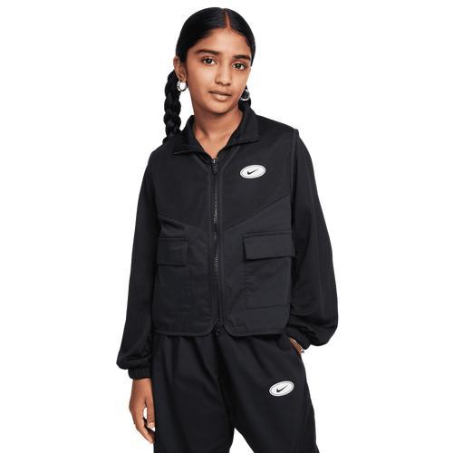 Nike Girls Nike NSW Dance Jacket-PD - Girls Grade School Black/White Product Image