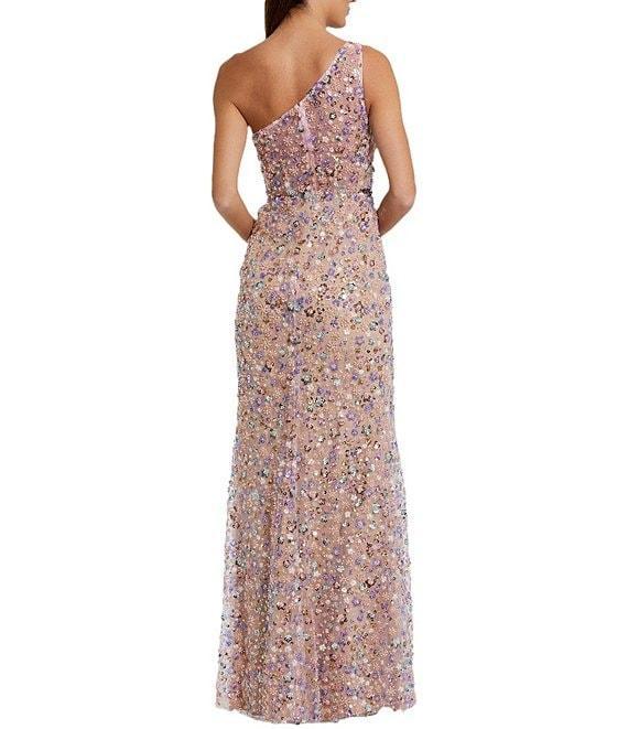Mac Duggal One Shoulder Corset Bodice Sequin Sheath Gown Product Image