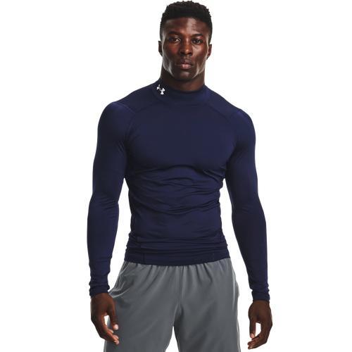 Under Armour Mens Under Armour HG Armour Comp Mock Long Sleeve - Mens Midnight Navy/White Product Image