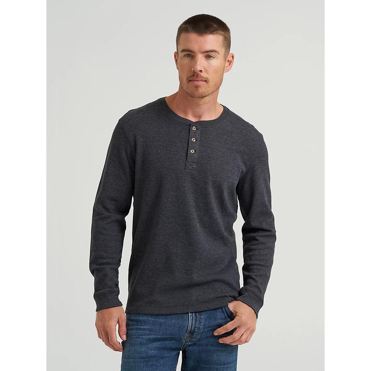 Men's Five Star Premium Waffle Henley in Charcoal Heather Product Image