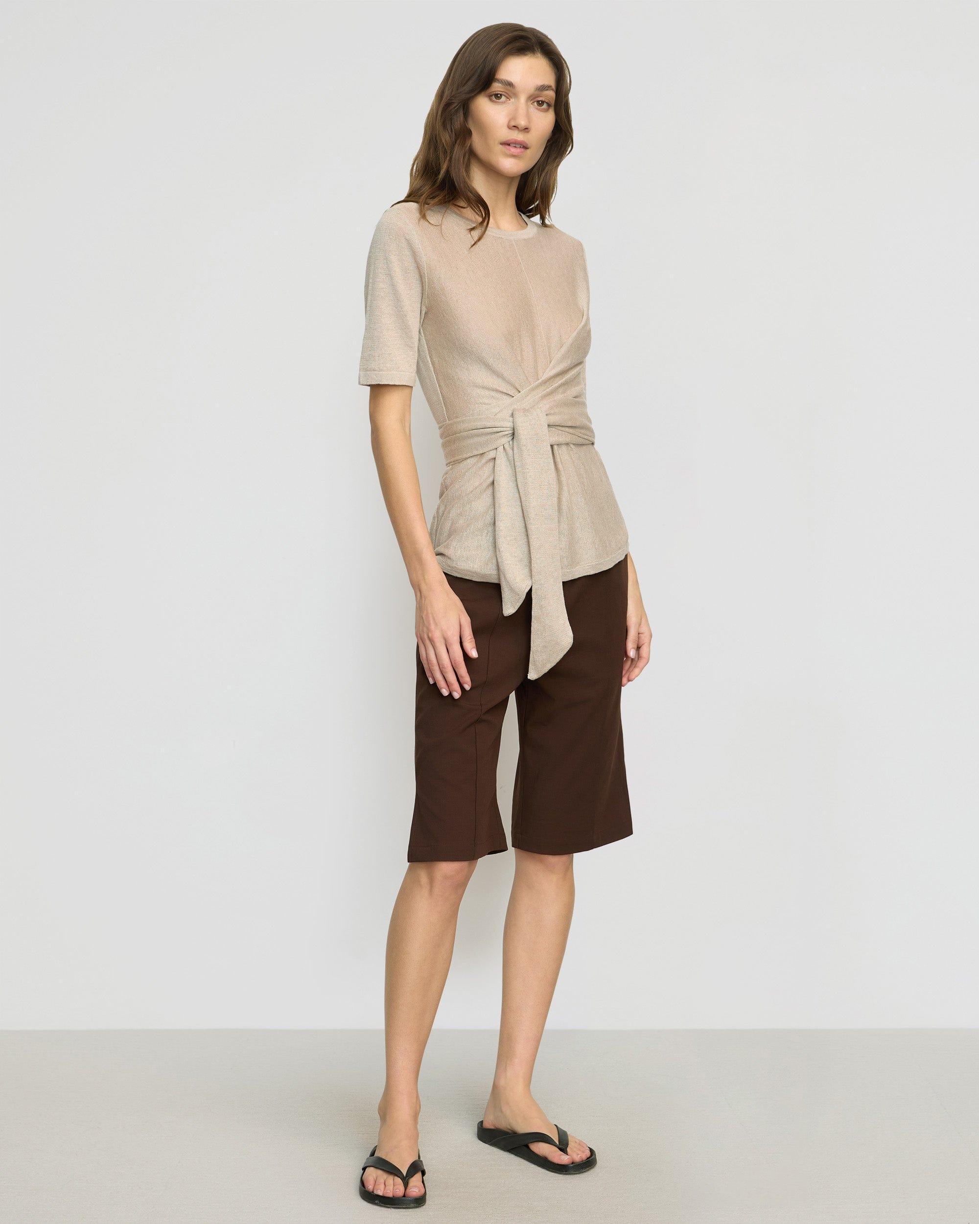 Lark Tie-Front Linen Sweater Product Image