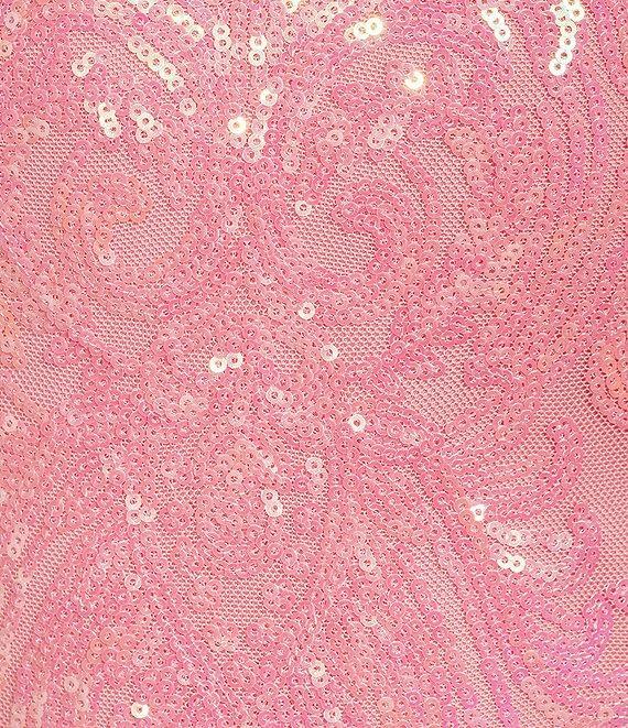 Next Up Spaghetti Strap Sweetheart Neck Solid Sequin Short Bodycon Placement Dress Product Image