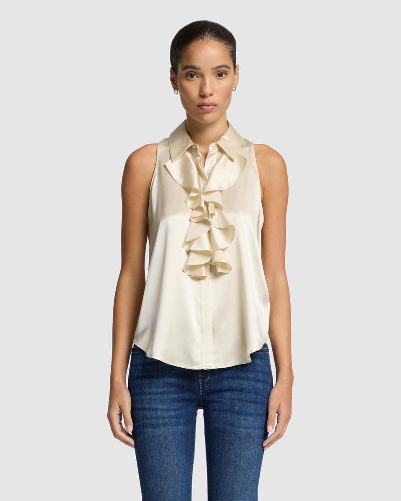 Silk Ruffle Bow Halter Top Product Image