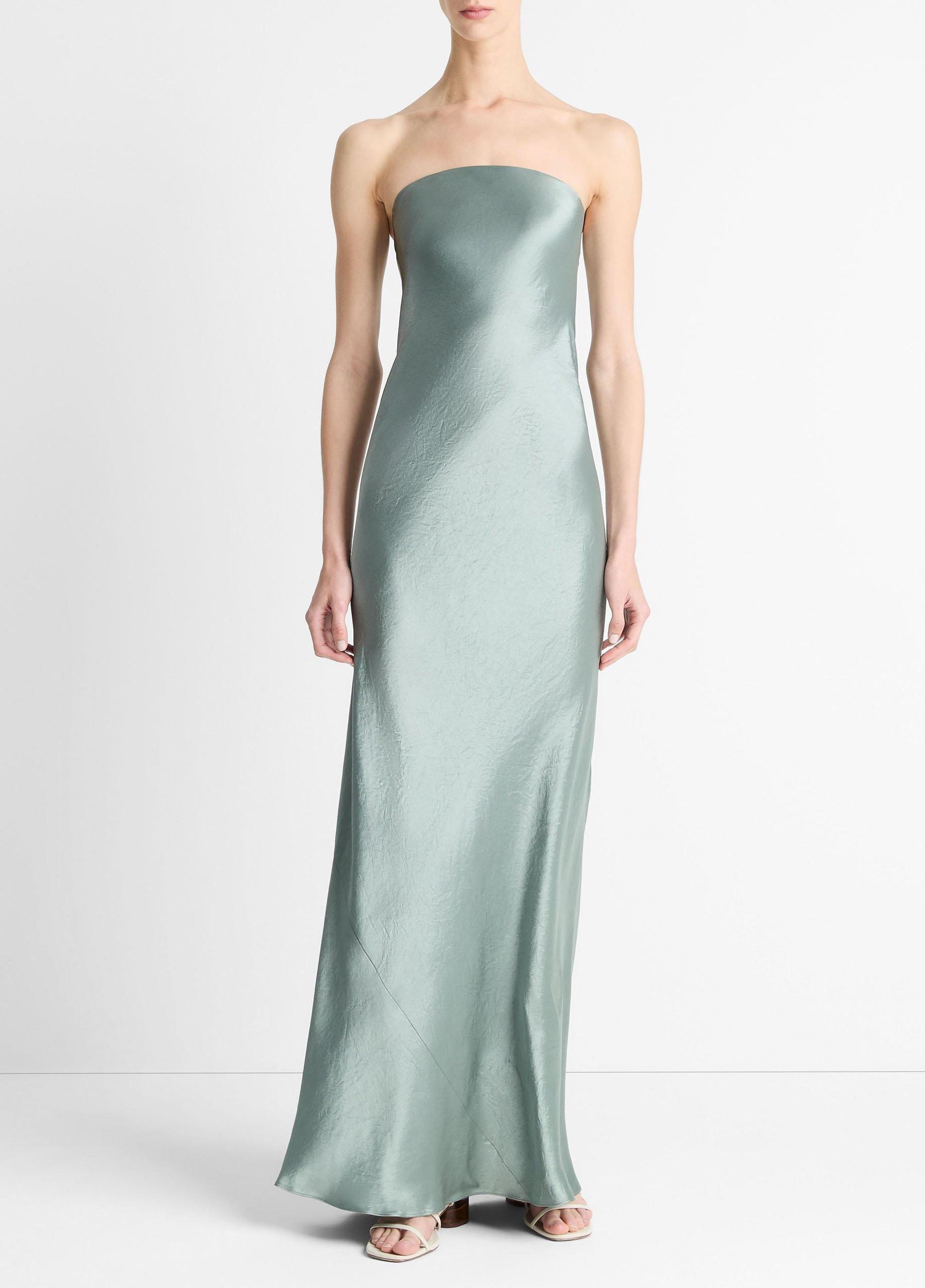 Satin Strapless Maxi Dress Product Image