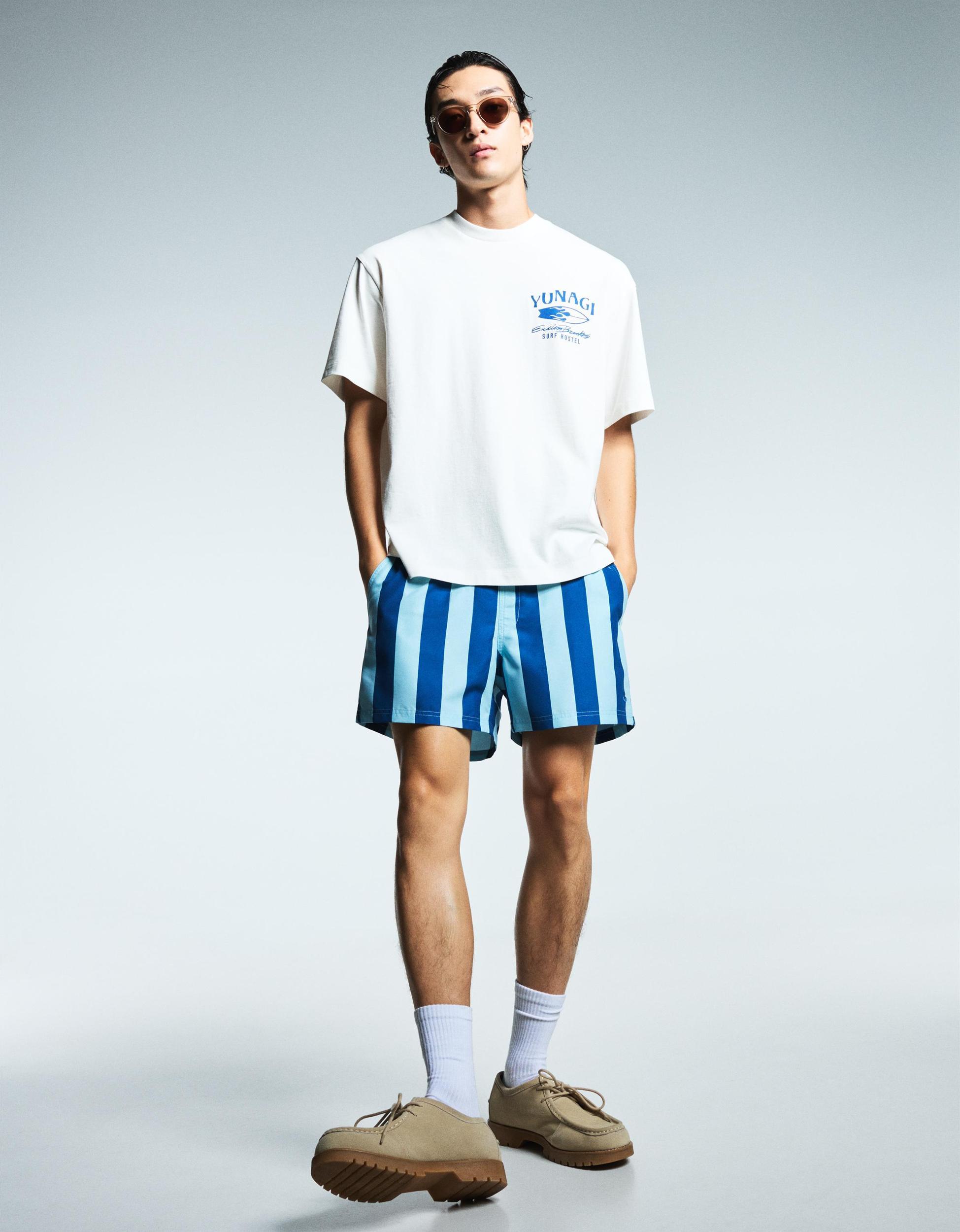 Striped print swimming trunks Product Image