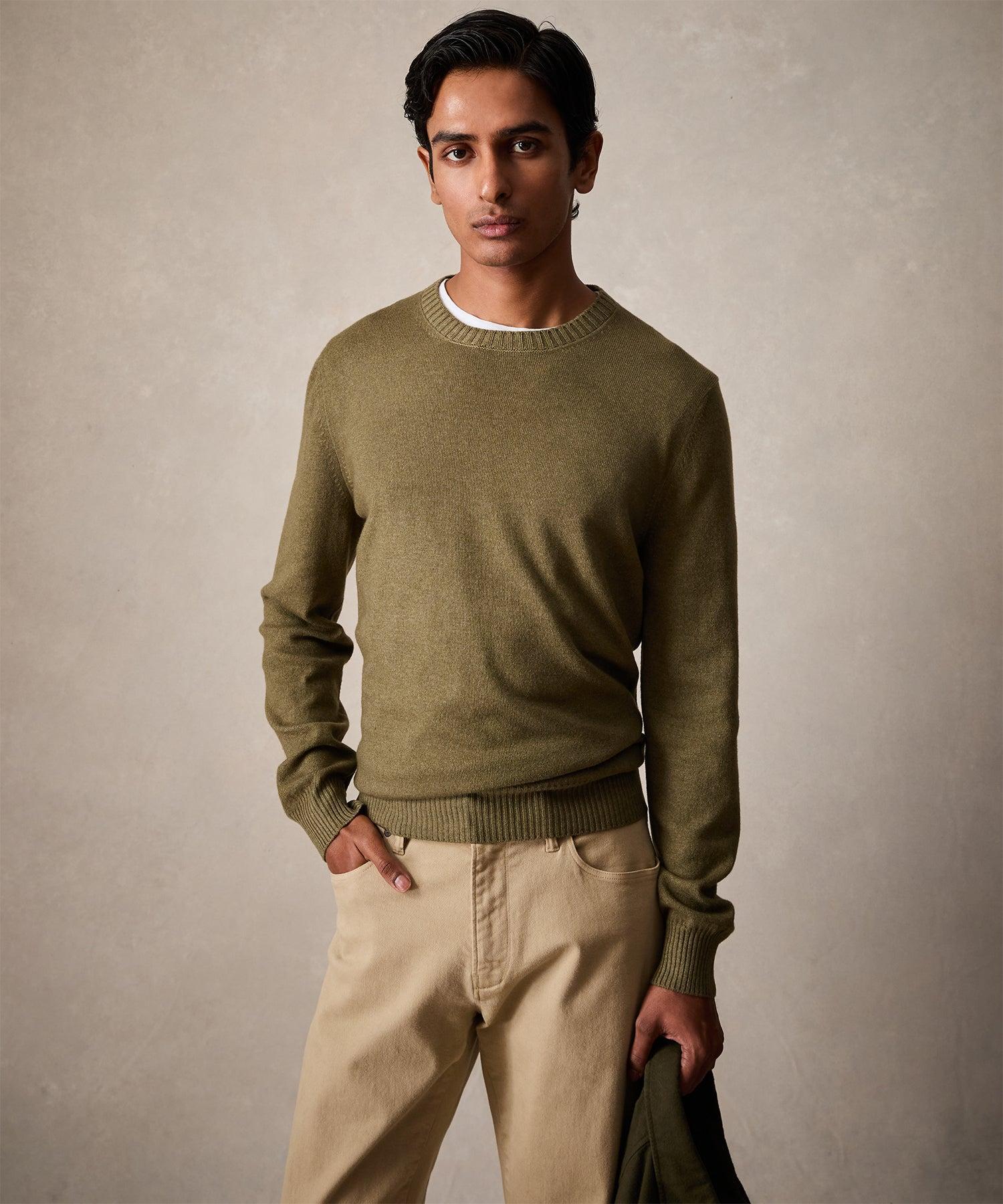 Italian Garment Dyed Wool Cashmere Crewneck Sweater in Light Blue Product Image