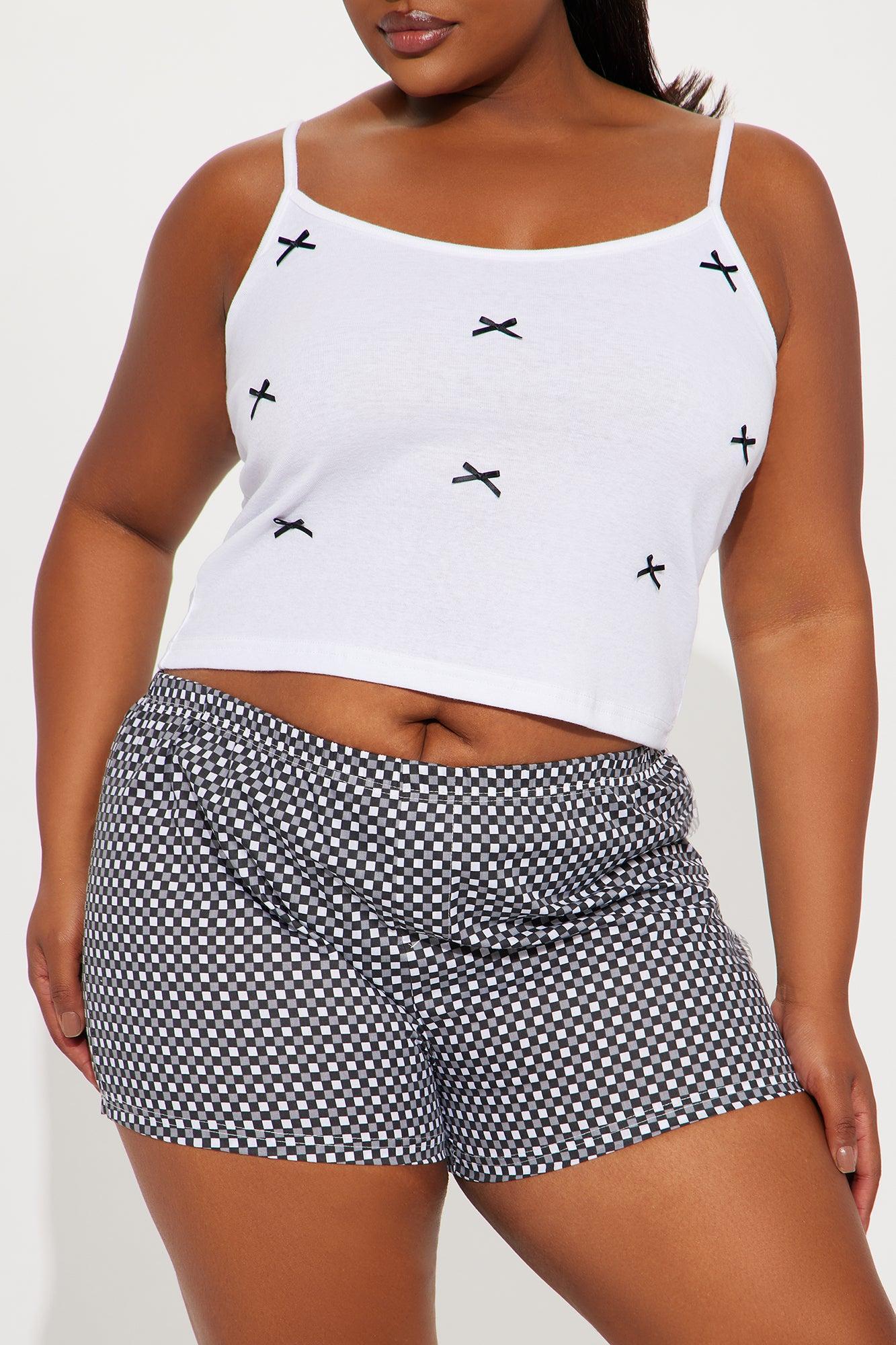 Put A Bow On It Ribbed PJ Boxer Short Set - Black Product Image