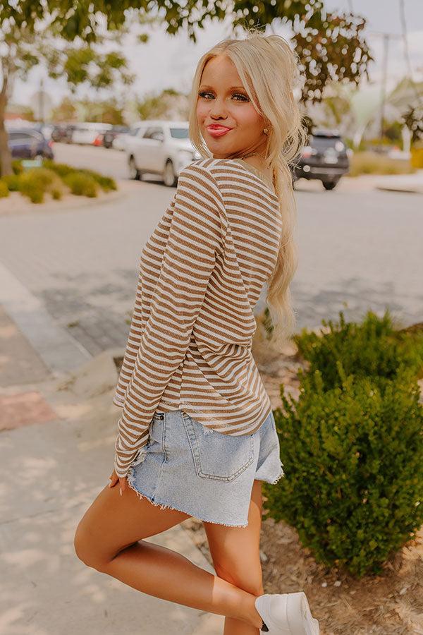 Sugar And Spice Waffle Knit Henley Top Product Image