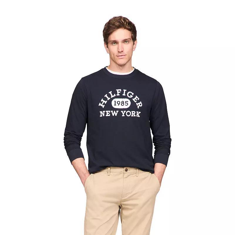 Men's Tommy Hilfiger Monotype Collegiate Long Sleeve Tee, Size: Large, Milky Way Product Image