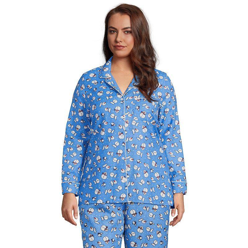 Plus Size Lands End Long Sleeve Flannel Pajama Top, Womens Product Image