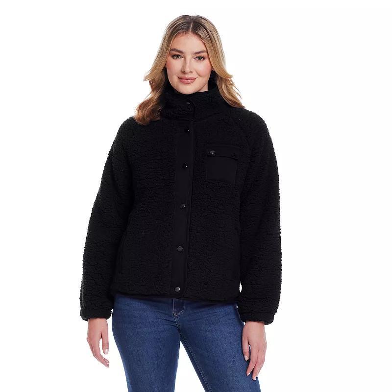 Womens Weathercast Snap Front Bonded Sherpa Fleece Jacket Product Image