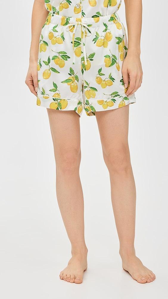 Petite Plume Silk Classic Short Set in Amalfi Lemons | Shopbop Product Image