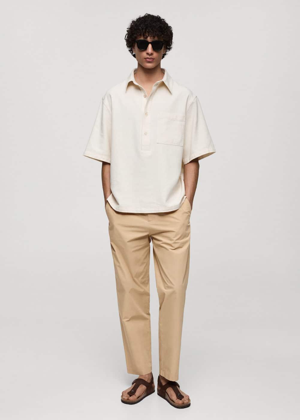 Mango Mens Drawstring Cotton Trousers Product Image