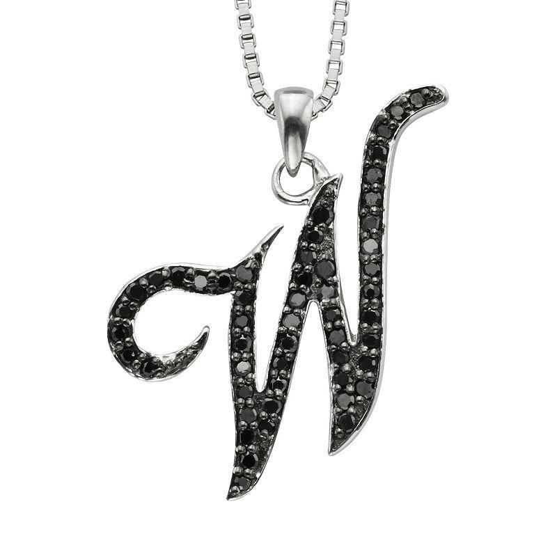 Jewelexcess Sterling Silver 1/4-ct. T.W. Black Diamond Initial Pendant, Womens Product Image