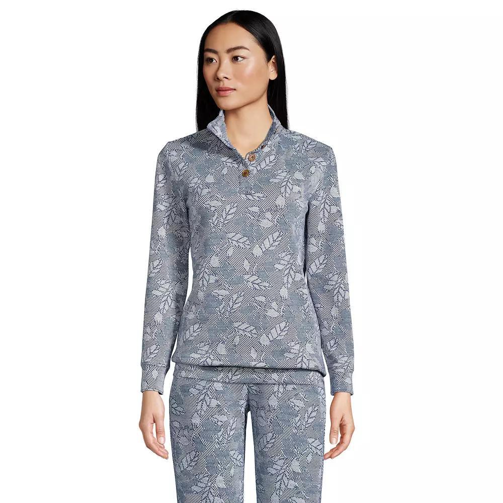 Women's Lands' End Sport Knit Mockneck Sweatshirt, Size: XL, Blue Chevron Floral Product Image