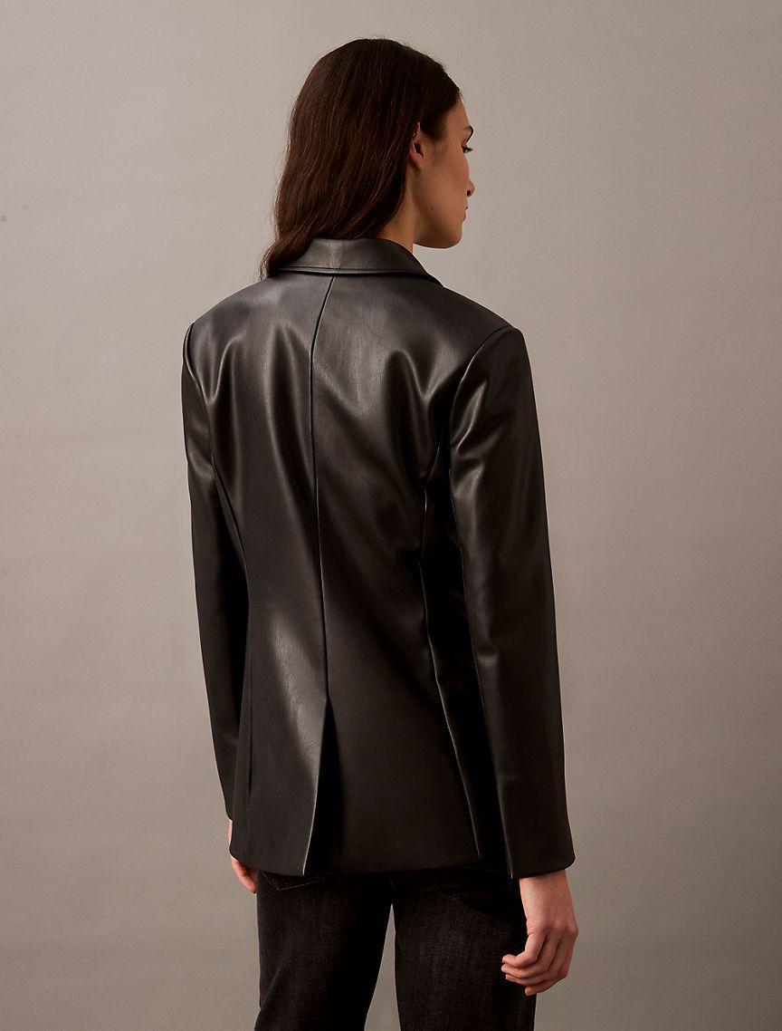 Faux Leather Slim Fit Blazer Product Image