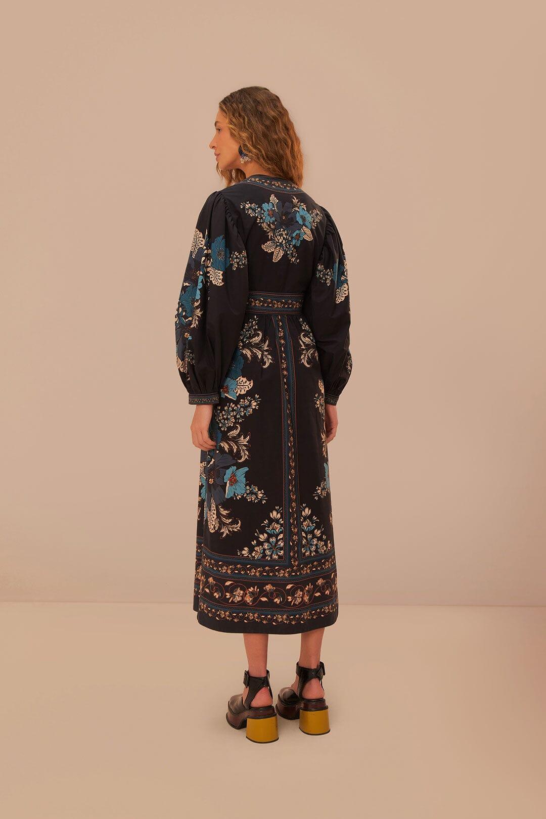 Blossom Tapestry Black Midi Dress, BLOSSOM TAPESTRY BLACK / S Product Image