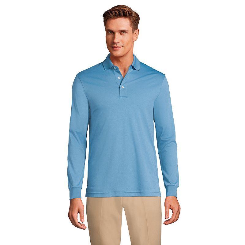 Big & Tall Lands End Classic-Fit Supima Interlock Polo, Mens Radiant Blue Product Image