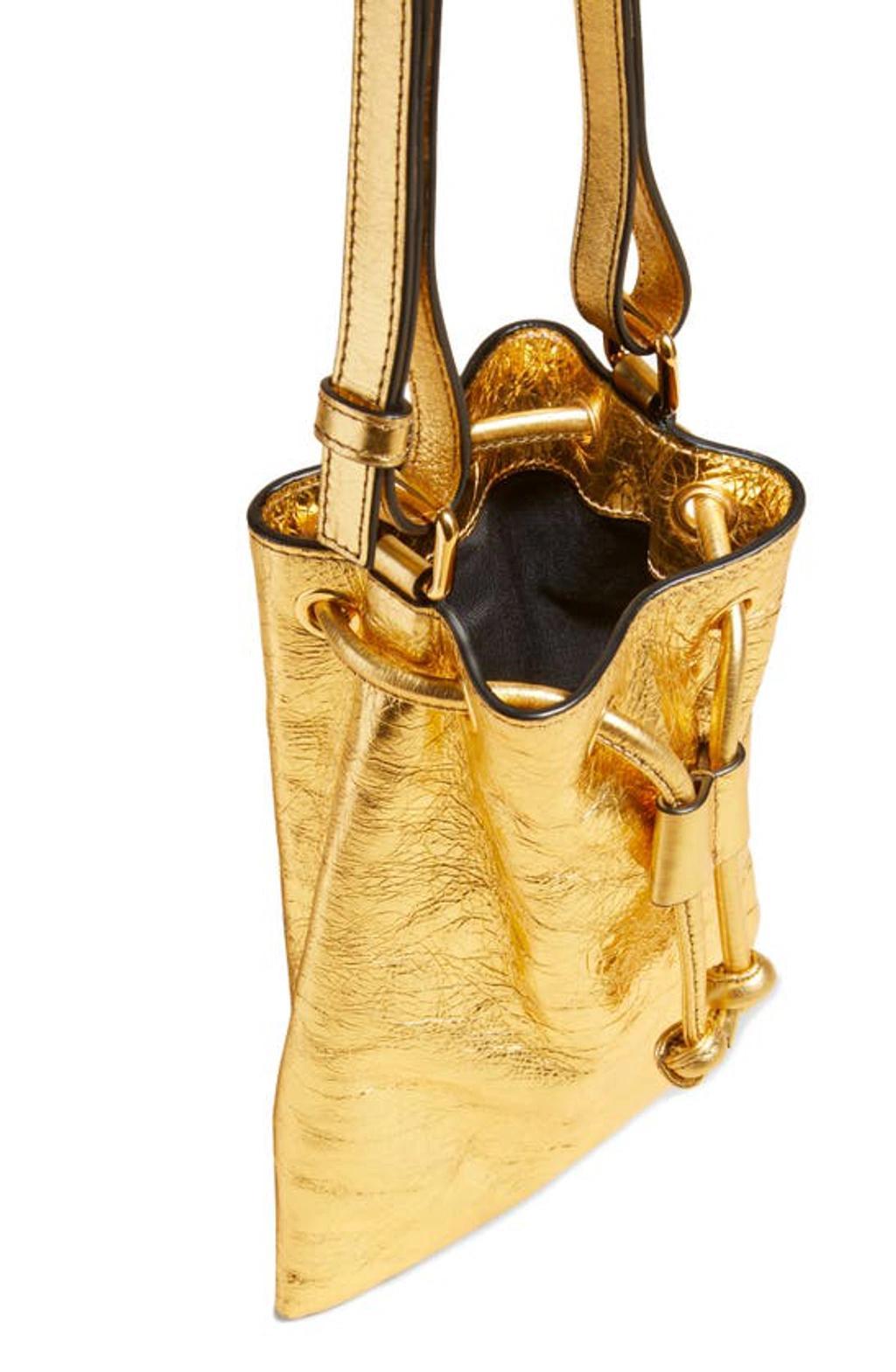 Greta Small Metallic Shoulder Bag In 917 Gold Product Image