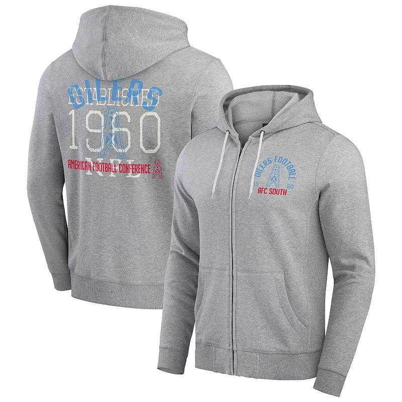 Mens Darius Rucker Collection by Fanatics Heather Gray Houston Oilers Vintage Stripe Full-Zip Hoodie Product Image