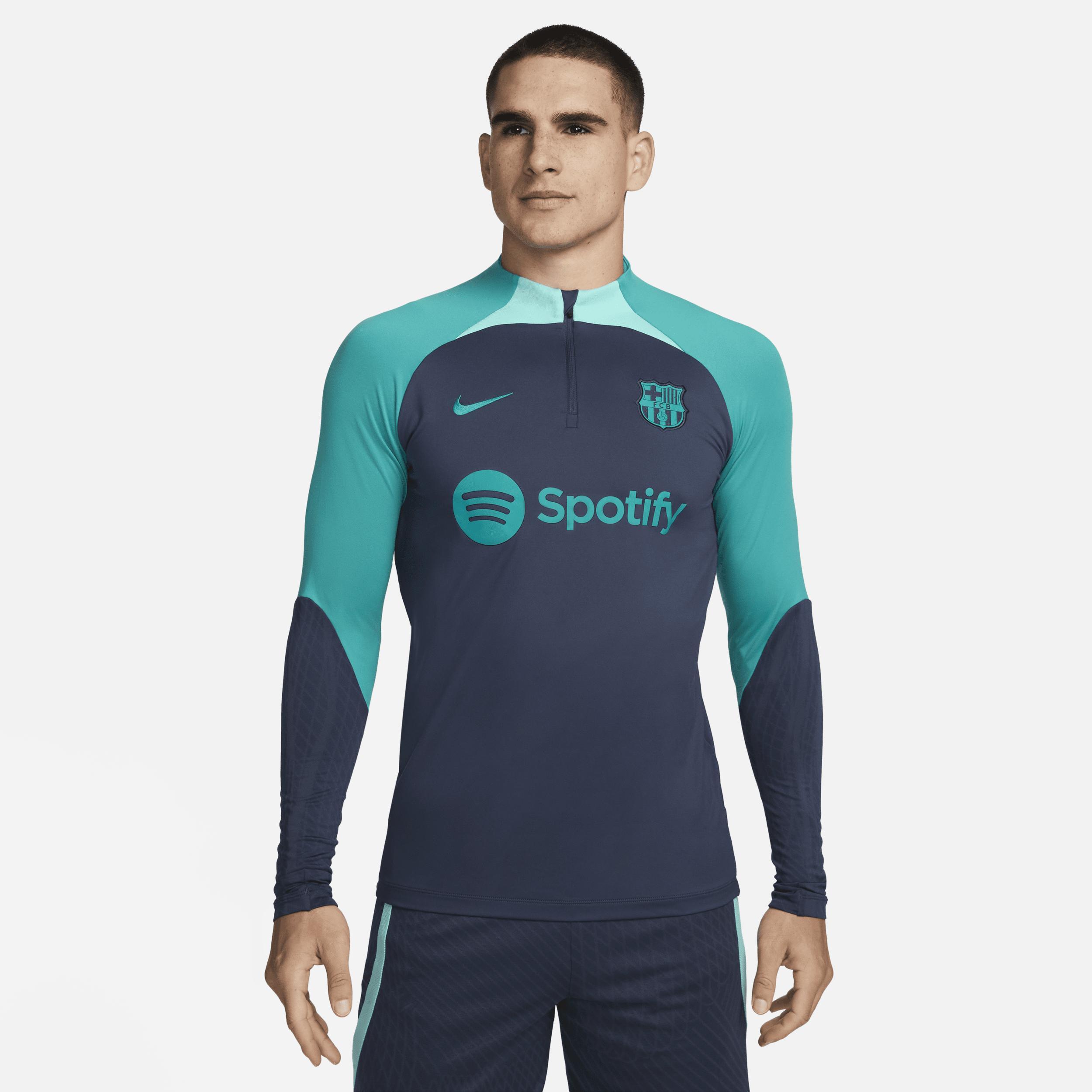 Mens Nike Navy Barcelona Strike Drill 2023/24 Performance Quarter-Zip Long Sleeve Top Bar Blue Product Image