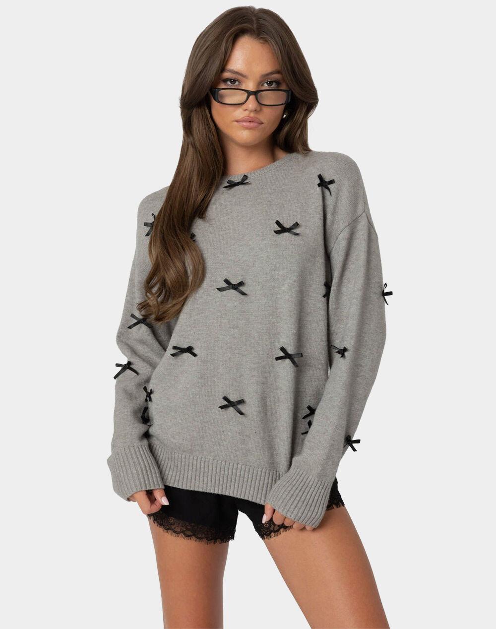 EDIKTED Satin Bow Oversized Sweater Product Image