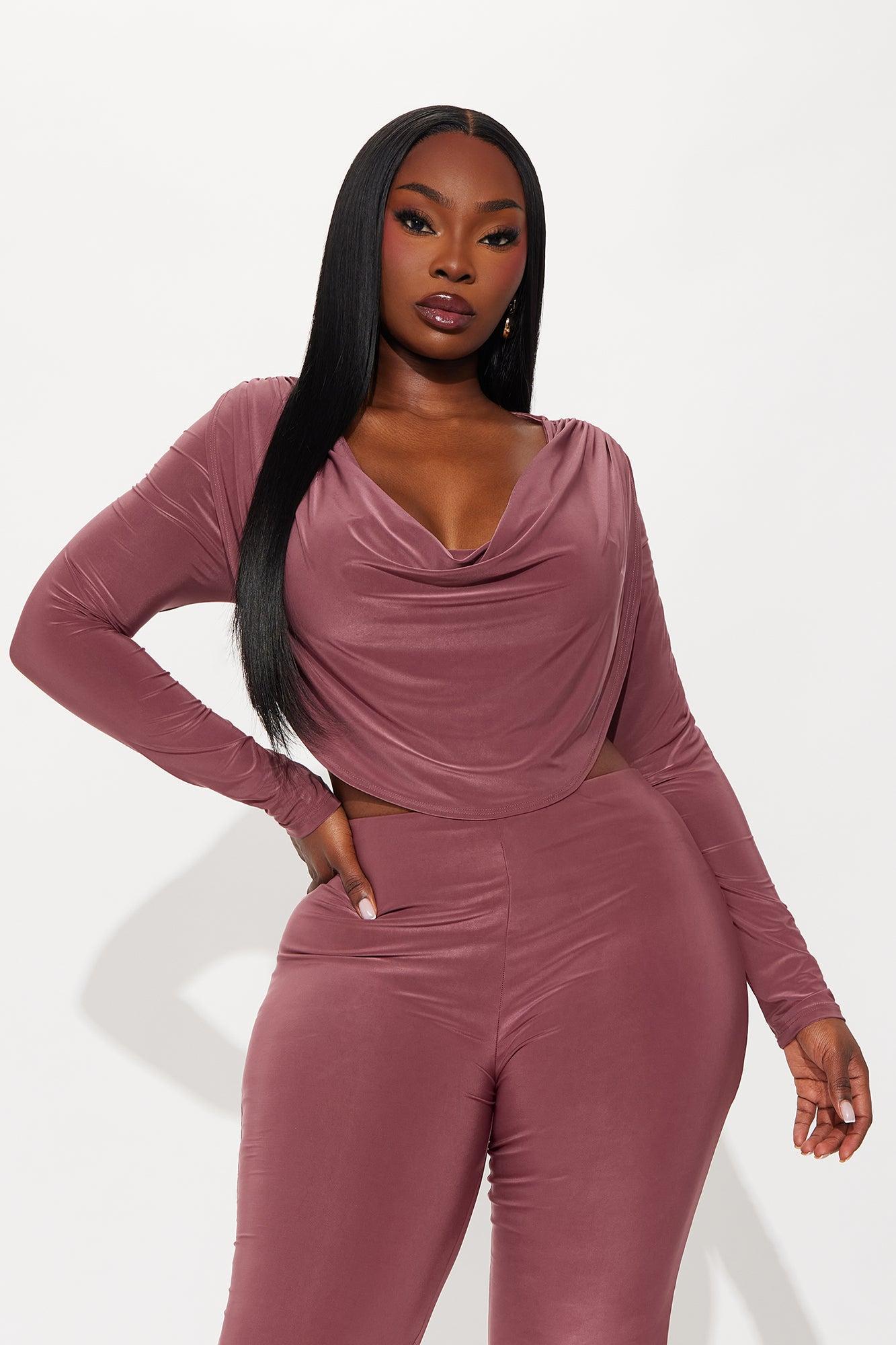 Charming You Cowl Neck Pant Set - Mauve Female Product Image