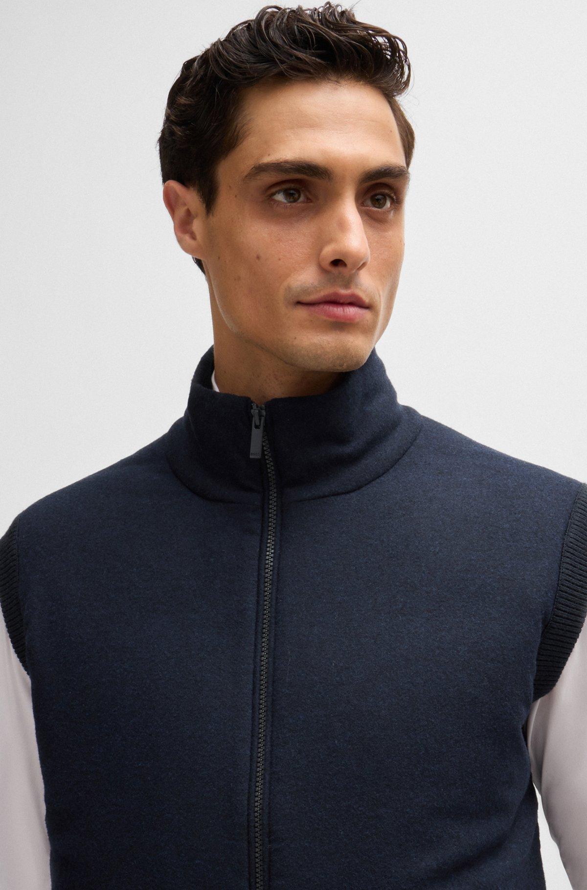 Regular-fit gilet with brushed-flannel front Product Image