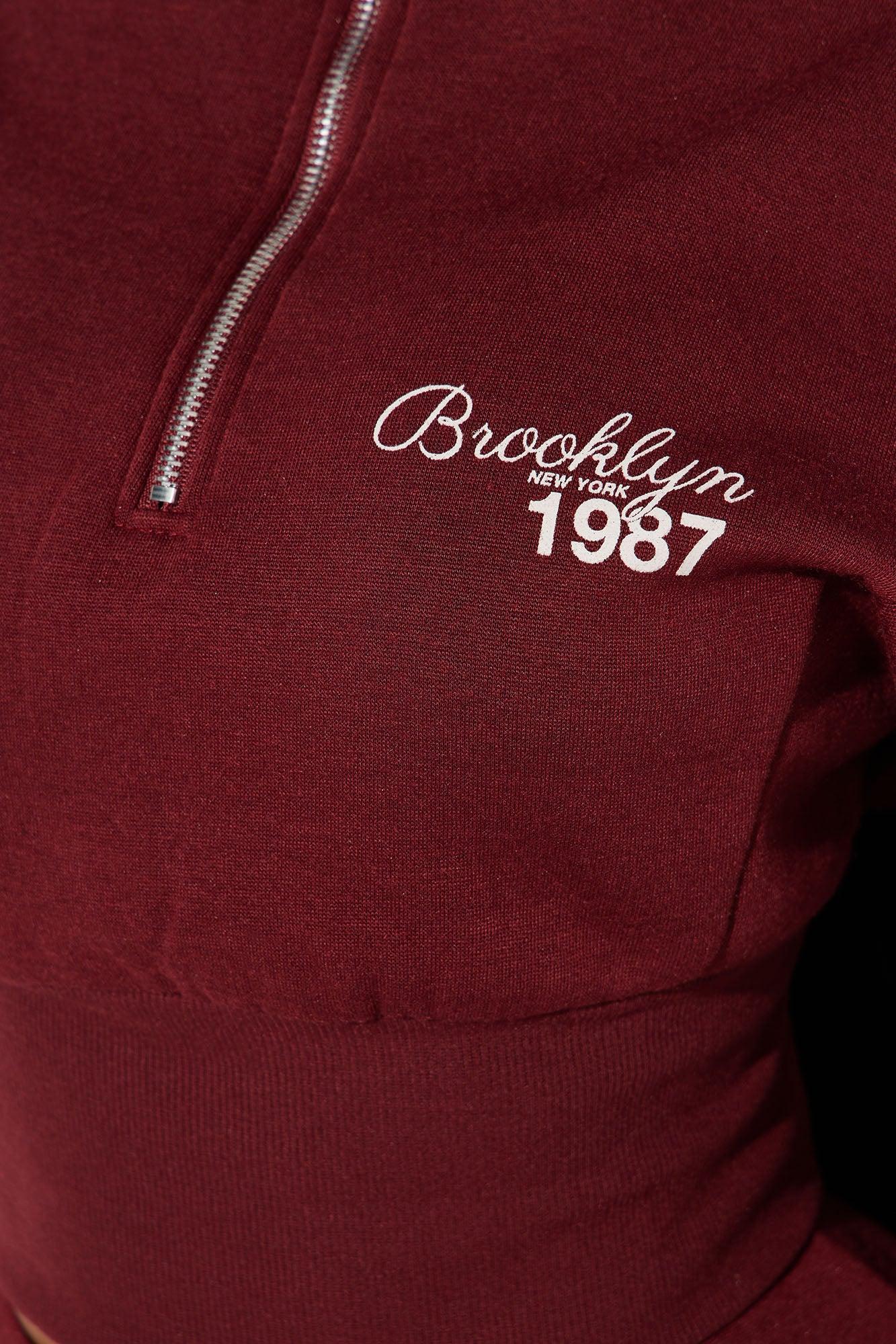 Brooklyn Sports Club Polo Sweatshirt - Burgundy Product Image