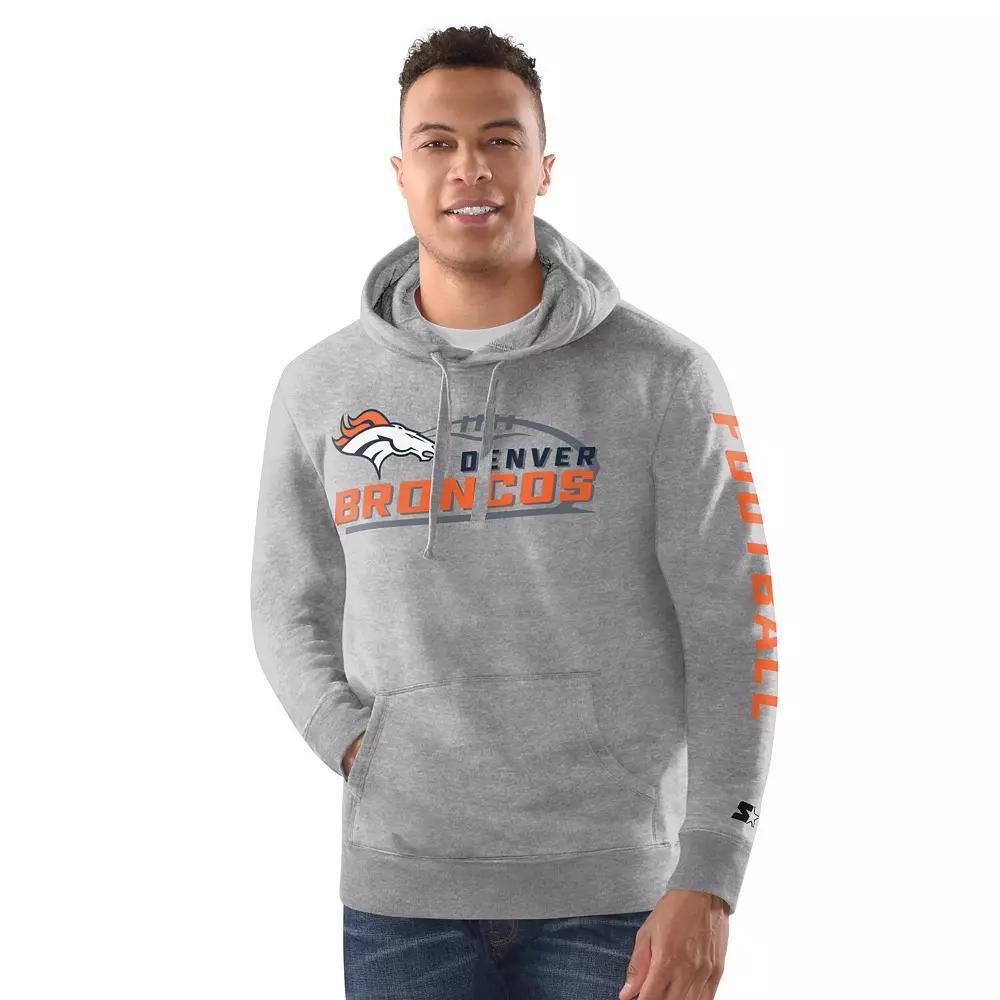 Men's Starter Heather Gray Denver Broncos Vintage Pullover Hoodie,  Product Image